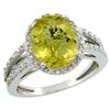 Image 1 : Natural 3.47 ctw Lemon-quartz & Diamond Engagement Ring 10K White Gold - REF-33K6R