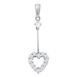 0.20 CTW Diamond Heart Outline Dangle Pendant 14KT White Gold - REF-19Y4X