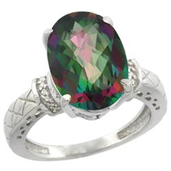 Natural 5.53 ctw Mystic-topaz & Diamond Engagement Ring 10K White Gold - REF-44M6H