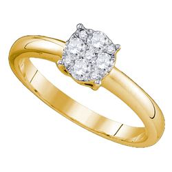 0.96 CTW Diamond Cluster Bridal Engagement Ring 18KT Yellow Gold - REF-217H4M