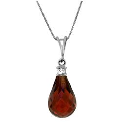 Genuine 2.3 ctw Garnet & Diamond Necklace Jewelry 14KT White Gold - REF-22H8X