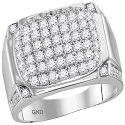 2.1 CTW Mens Diamond Rectangle Cluster Fashion Ring 10KT White Gold - REF-146H2M