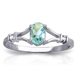 Genuine 0.46 ctw Blue Topaz & Diamond Ring Jewelry 14KT White Gold - REF-27K2V