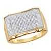 Image 1 : 0.59 CTW Mens Pave-set Diamond Rectangle Convex Cluster Ring 10KT Yellow Gold - REF-82Y4X