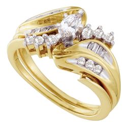 0.50 CTW Marquise Diamond Solitaire Bridal Engagement Ring 14KT Yellow Gold - REF-71F9N