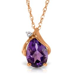 Genuine 1.53 ctw Amethyst & Diamond Necklace Jewelry 14KT Rose Gold - REF-28A3K