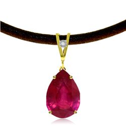 Genuine 5.01 ctw Ruby & Diamond Necklace Jewelry 14KT Yellow Gold - REF-59K8V