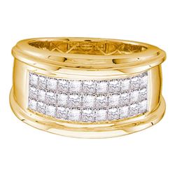 0.50 CTW Mens Princess Diamond Comfort Anniversary Ring 14KT Yellow Gold - REF-94K4W