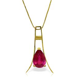 Genuine 1.50 ctw Ruby Necklace Jewelry 14KT Yellow Gold - REF-39M4T