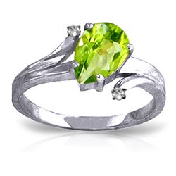 Genuine 1.51 ctw Peridot & Diamond Ring Jewelry 14KT White Gold - REF-51R4P