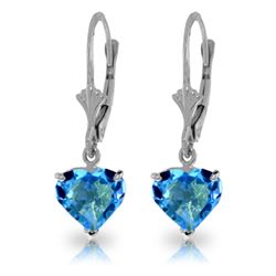 Genuine 3.25 ctw Blue Topaz Earrings Jewelry 14KT White Gold - REF-29Z2N