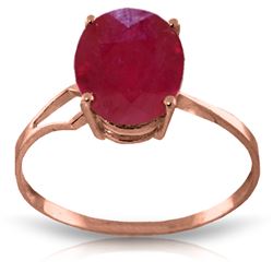 Genuine 3.5 ctw Ruby Ring Jewelry 14KT Rose Gold - REF-39A6K