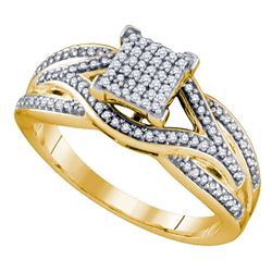 0.33 CTW Diamond Square Cluster Ring 10KT Yellow Gold - REF-44N9F