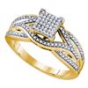 Image 1 : 0.33 CTW Diamond Square Cluster Ring 10KT Yellow Gold - REF-44N9F
