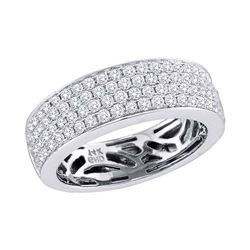 1 CTW Pave-set Diamond Comfort Wedding Ring 14KT White Gold - REF-119F9N