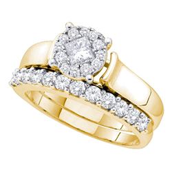 0.97 CTW Princess Diamond Soleil Bridal Engagement Ring 14KT Yellow Gold - REF-139X5Y