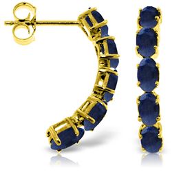 Genuine 2.5 ctw Sapphire Earrings Jewelry 14KT Yellow Gold - REF-43V8W