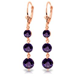 Genuine 7.2 ctw Amethyst Earrings Jewelry 14KT Rose Gold - REF-42Y6F