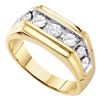 Image 1 : 1 CTW Mens Diamond Squared Edges Single Row Ring 10KT Yellow Gold - REF-79W4K