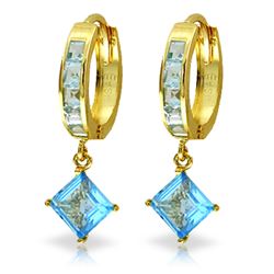 Genuine 4.4 ctw Blue Topaz Earrings Jewelry 14KT Yellow Gold - REF-53R6P