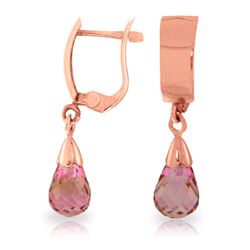 Genuine 2.5 ctw Pink Topaz Earrings Jewelry 14KT Rose Gold - REF-22Z3N