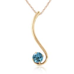 Genuine 0.55 ctw Blue Topaz Necklace Jewelry 14KT Yellow Gold - REF-26T2A