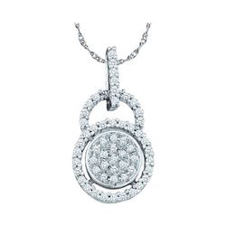 0.20 CTW Diamond Circle Cluster Pendant 10KT White Gold - REF-19K4W