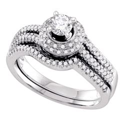 0.50 CTW Diamond Bridal Wedding Engagement Ring 14KT White Gold - REF-89F9N