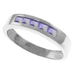 Genuine 0.50 ctw Tanzanite Ring Jewelry 14KT White Gold - REF-49F8Z