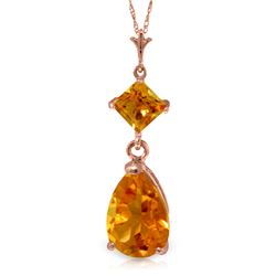 Genuine 2 ctw Citrine Necklace Jewelry 14KT Rose Gold - REF-24Z3N