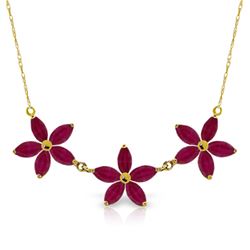 Genuine 5 ctw Ruby Necklace Jewelry 14KT Yellow Gold - REF-86M3T