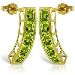 Genuine 4.5 ctw Peridot Earrings Jewelry 14KT Yellow Gold - REF-38P5H