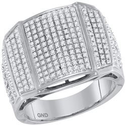 0.74 CTW Mens Diamond Arched Cluster Ring 10KT White Gold - REF-75Y2X