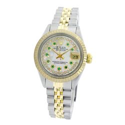 Rolex Pre-owned 26mm Womens Custom String White Mother of Pearl Two Tone - REF-460Y3W