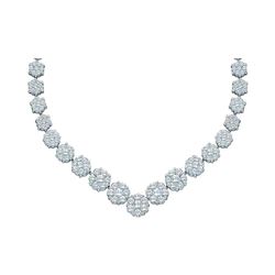 5 CTW Diamond Cluster V-Shape Luxury Necklace 14KT White Gold - REF-629W9K