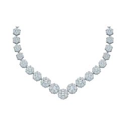 5 CTW Diamond Cluster V-Shape Luxury Necklace 14KT White Gold - REF-629W9K