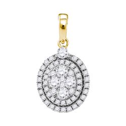 1.1 CTW Diamond Oval Cluster Pendant 14KT Yellow Gold - REF-132W2K