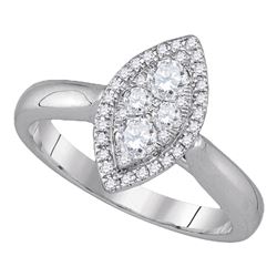 0.50 CTW Diamond Cluster Halo Bridal Wedding Engagement Ring 14k White Gold - REF-81W2K