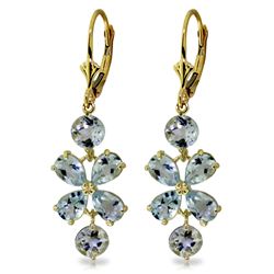 Genuine 5.32 ctw Aquamarine Earrings Jewelry 14KT Yellow Gold - REF-64A9K