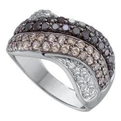 1.75 CTW Black Color Diamond Crossover Ring 14KT White Gold - REF-134K9W