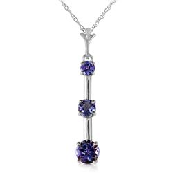 Genuine 1.25 ctw Tanzanite Necklace Jewelry 14KT White Gold - REF-36H8X