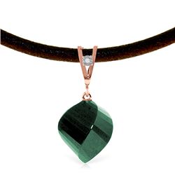 Genuine 15.26 ctw Green Sapphire Corundum & Diamond Necklace Jewelry 14KT Rose Gold - REF-49R8P