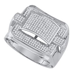 0.80 CTW Mens Diamond Arched Square Cluster Ring 10KT White Gold - REF-76N4F