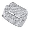 Image 1 : 0.80 CTW Mens Diamond Arched Square Cluster Ring 10KT White Gold - REF-76N4F