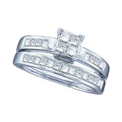 1 CTW Princess Diamond Bridal Engagement Ring 14KT White Gold - REF-109F4N