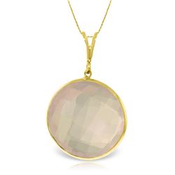 Genuine 17 ctw Rose Quartz Necklace Jewelry 14KT Yellow Gold - REF-44Z4N