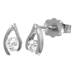 Genuine 0.20 ctw Diamond Anniversary Earrings Jewelry 14KT White Gold - REF-41F2Z