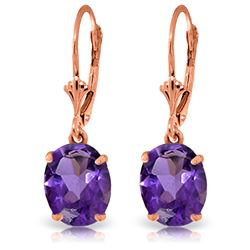 Genuine 6.25 ctw Amethyst Earrings Jewelry 14KT Rose Gold - REF-41Z2N