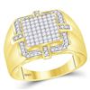 Image 1 : 1.02 CTW Mens Princess Diamond Square Cluster Ring 10KT Yellow Gold - REF-101M9H