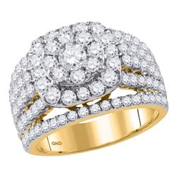 2.97 CTW Diamond Cluster Bridal Engagement Ring 14KT Yellow Gold - REF-269K9W